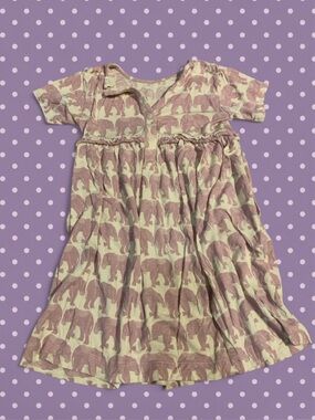 Kate Quinn Purple Elephant Print Girls' Dress